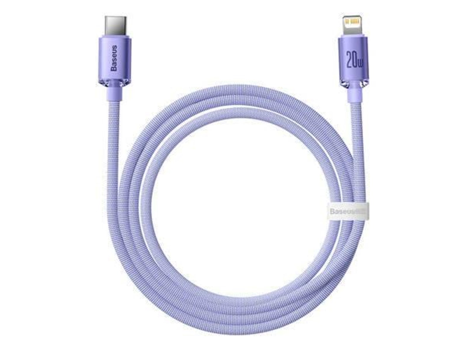 Baseus Crystal Shine USB Auf Lightning Kabel – 2,4 A, 2 M Länge, Violett, Mit Nylongeflecht