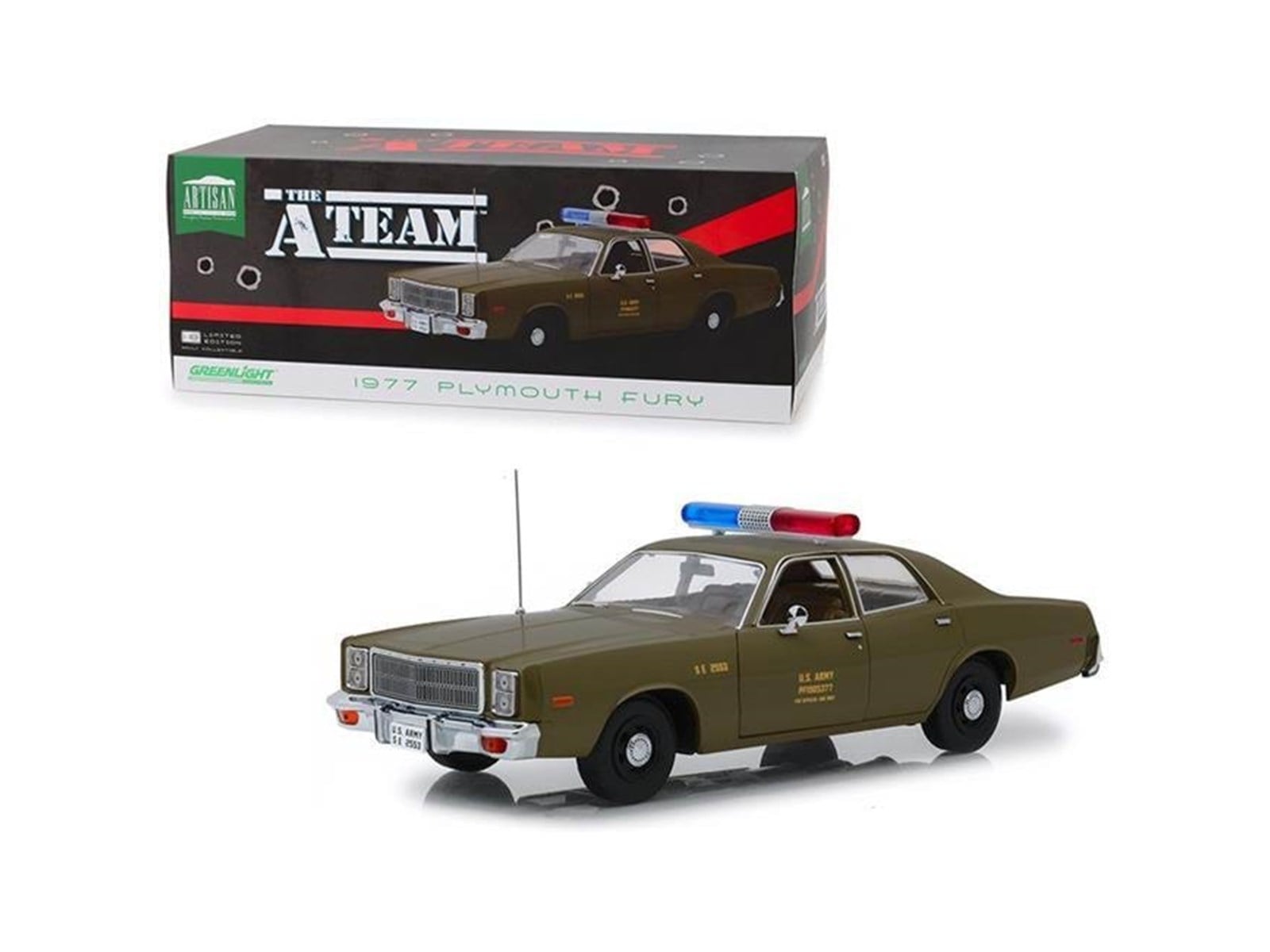 Greenlight 1/18 Plymouth Fury 1977 – US Army Police, The A-Team, Modellauto