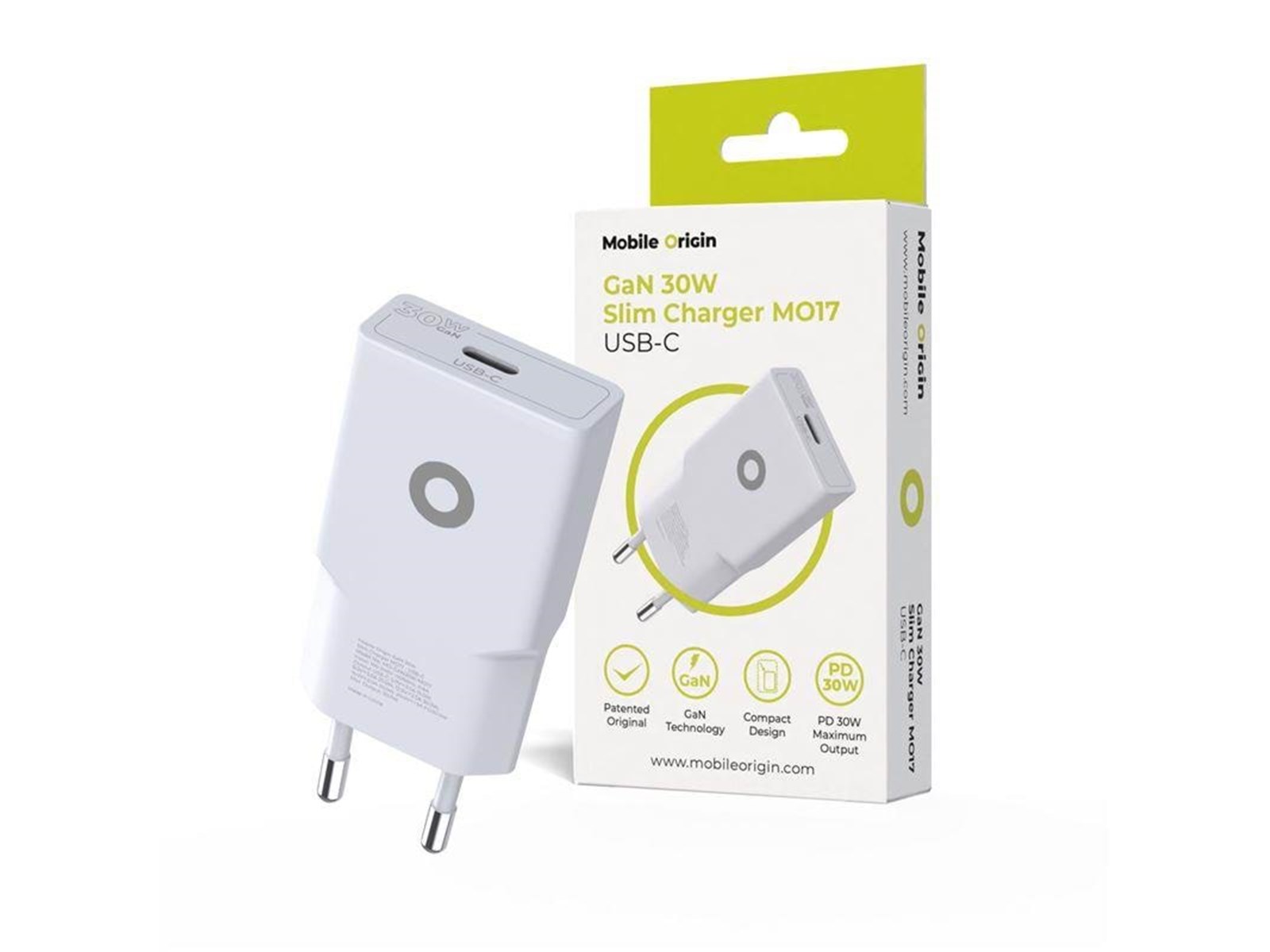 Mobile Origin GaN 30W Slim Charger TÜV - MO17 - USB-C | I lager