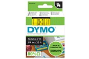 Papper, Fotopapper & Etiketter - DYMO D1 tejp, 6 mm x 7 m kassett, svart på gul - 43618