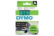 Papper, Fotopapper & Etiketter - DYMO D1 tejp, 9 mm x 7 m kassett, svart på grön - 409190