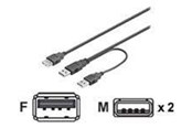USB-kabel - Deltaco USB-strömkabel Y-kabel 2xType A hane till 1xType A - USB2-16