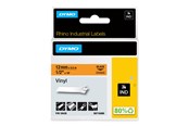 Papper, Fotopapper & Etiketter - DYMO Rhino industri vinyl tejp, 12 mm x 5.5 m kassett, svart på orange, självhäftande - 18435