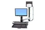 Monitorfäste - Ergotron StyleView Sit-Stand Combo System with Worksurface and Medium Silver CPU Holder - 45-270-026