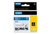 Papper, Fotopapper & Etiketter - DYMO Rhino industri vinyl tejp, 12 mm x 5.5 m kassett, vit på blå, självhäftande - 1805243