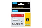 Papper, Fotopapper & Etiketter - DYMO Rhino industri vinyl tejp, 19 mm x 5.5 m kassett, vit på röd, självhäftande - 1805422