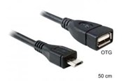 USB-kabel - DeLOCK USB-Kabel Delock USB A -> micro B Bu/St 0.50m OTG - 83183