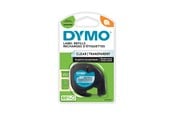 Papper, Fotopapper & Etiketter - DYMO LetraTag-plastetiketter | Rulle på 12 mm × 4 m | Svart text på genomskinliga etiketter - S0721530
