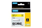 Papper, Fotopapper & Etiketter - DYMO Rhino industri vinyl tejp, 19 mm x 5.5 m kassett, svart på gul, självhäftande - S0718470