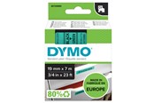 Papper, Fotopapper & Etiketter - DYMO D1 tejp, 19 mm x 7 m kassett, svart på grön - S0720890