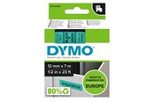 Papper, Fotopapper & Etiketter - DYMO D1 tejp, 12 mm x 7 m kassett, svart på grön - S0720590