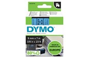 Papper, Fotopapper & Etiketter - DYMO D1 tejp, 9 mm x 7 m kassett, svart på blå - S0720710