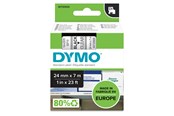 Papper, Fotopapper & Etiketter - DYMO D1 tejp, 24 mm x 7 m kassett, svart på klar - S0720920