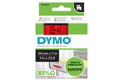 Papper, Fotopapper & Etiketter - DYMO D1 tejp, 24 mm x 7 m kassett, svart på röd - S0720970