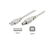 USB-kabel - Pro USB-A <-> USB-B 2.0 - 3m - Grå - 4040849509544