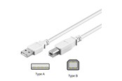 USB-kabel - Pro USB-A <-> USB-B 2.0 - 1m - Vit - 4040849961861