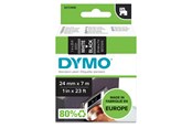 Papper, Fotopapper & Etiketter - DYMO D1 tejp, 24 mm x 7 m kassett, vit på svart - S0721010