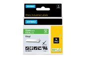 Papper, Fotopapper & Etiketter - DYMO Rhino industri vinyl tejp, 12 mm x 5.5 m kassett, vit på grön, självhäftande - 1805414
