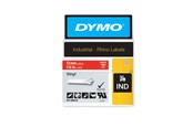 Papper, Fotopapper & Etiketter - DYMO Rhino industri vinyl tejp, 12 mm x 5.5 m kassett, vit på röd, självhäftande - 1805416