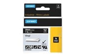 Papper, Fotopapper & Etiketter - DYMO Rhino industri vinyl tejp, 24 mm x 5.5 m kassett, vit på svart, självhäftande - 1805432