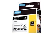 Papper, Fotopapper & Etiketter - DYMO Rhino industri vinyl tejp, 24 mm x 5.5 m kassett, vit på svart, självhäftande - 1805437