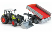 Leksaksbil - Bruder Claas Nectis 267F with Trailer - 02112