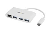 USB Hub - StarTech.com USB-C Hub 3-Port with Gigabit Ethernet USB Hub - 3 porte - Vit - HB30C3A1GEA