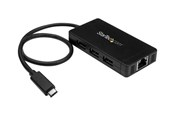 USB Hub - StarTech.com USB 3.0 Hub 3-port with USB-C and GbE USB Hub - 3 porte - Svart - HB30C3A1GE