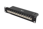 Nätverks tillbehör - Deltaco 10-PATCH15 10" patch panel 12xRJ45 Cat6a STP 10Gbps metal black - 10-PATCH15