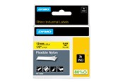 Papper, Fotopapper & Etiketter - DYMO Dymo Rhino Flexibel nylon, 12 mm x 3.5 m - svart på gul - 18490