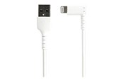 Displaykabel - StarTech.com 2m/6.6ft Angled Lightning to USB Cable - MFI Certified - White - Lightning cable - Lightning / USB - 2 m - RUSBLTMM2MWR