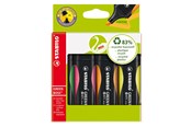 Skriv- och ritverktyg - STABILO Green BOSS 4 ass. colours highlighter with water-based ink refillable - 83% recycled plastic - 6070/4