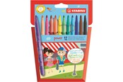 Skriv- och ritverktyg - STABILO Power fibre tip pen cardboard wallet of 12 pens washable ink cap off time 8 weeks - 280/12-01