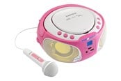 DAB, Nätverk & Klockradio - Lenco SCD-650 - Portable FM Radio CD/MP3/USB Microphone & Light Effects - Pink - FM - Stereo - Pink - SCD-650P