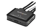 KVM switch - StarTech.com 2 Port USB 4K60Hz DisplayPort KVM Switch with Built-In Cables - KVM / audio switch - 2 ports - SV211DPUA4K