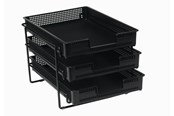 Skrivbordstillbehör - Bantex Orth Flerpack Med 3 St. Brevkorgar + 1 St. Brevkorgsstativ, Svart - 100400366