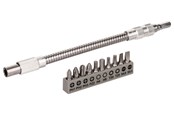 Borr & Bits - Bosch 11 delars flexibel metallförlängning SDB Flexibel metallförlängning, 200 mm, skruvmejsel spetssats, PH1, PH2, PH3, PZ2, Hex4, Hex5, T20, T25, SL 0.6x4.5; SL 0.8x5.5 - 2608522376