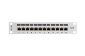 Nätverks tillbehör - Lanberg PPF6-9012-S Patch Panel 12-Port 1U 10" Cat6 FTP Shielded Grey - PPF6-9012-S