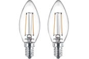 Glödlampor - Philips LED-glödlampa Classic Candle 2W/827 (25W) Clear 2-pack E14 - 929001238341