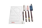 Skriv- och ritverktyg - Rotring rOtring Isograph Fineliner Penna & Penna College Set | 3 tekniska pennor (0,25 mm, 0,35 mm, 0,50 mm) och mekanisk penna (0,5 mm) + tillbehör - S0699380