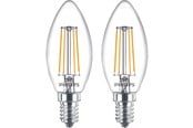 Glödlampor - Philips LED-glödlampa Classic Candle 4.3W/827 (40W) Clear 2-pack E14 - 929001889767