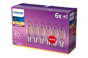 Glödlampor - Philips LED-glödlampa Classic Candle 4.3W/827 (40W) Clear 6-pack E14 - 929001889785