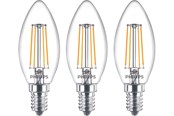 Glödlampor - Philips LED-glödlampa Classic Candle 4.3W/827 (40W) Clear 3-pack E14 - 929001889733