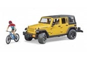 Leksaksbil - Bruder Jeep Wrangler Rubicon with mountainbike and cyclist - 02543