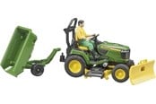 Leksaksbil - Bruder Bworld John Deere Lawn Tractor with trailer and gardener - 62104