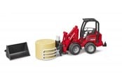 Leksaksbil - Bruder Schäffer Compact loader 2630 with bale gripper and 1 bale toy - 02192
