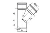 Dräneringsprodukter - ALIAXIS 110x110mm x 67.5° branch ht-pp - TRW-110-110-067-GD