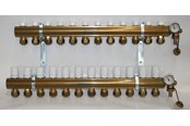 Golvvärme - Pettinaroli Manifold system in- and outlet 1x3/4 incl brackets 20 mm fittings and end pieces 12 outlets - 7035SYS20-12