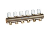 Golvvärme - Pettinaroli Linear manifold 1x3/4/18 with thermostatic option or electrical control for return pipes compression ends without fittings 4 outlets - 7035TEM-008-04