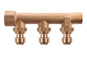 PEX-system - Roth manifold 3 outlets x 15 mm insert gunmetal - 17046217.403